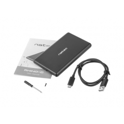 Natec RHINO-C obudowa USB Type-C na dysk HDD/SSD 2.5'' SATA, czarna Aluminium
